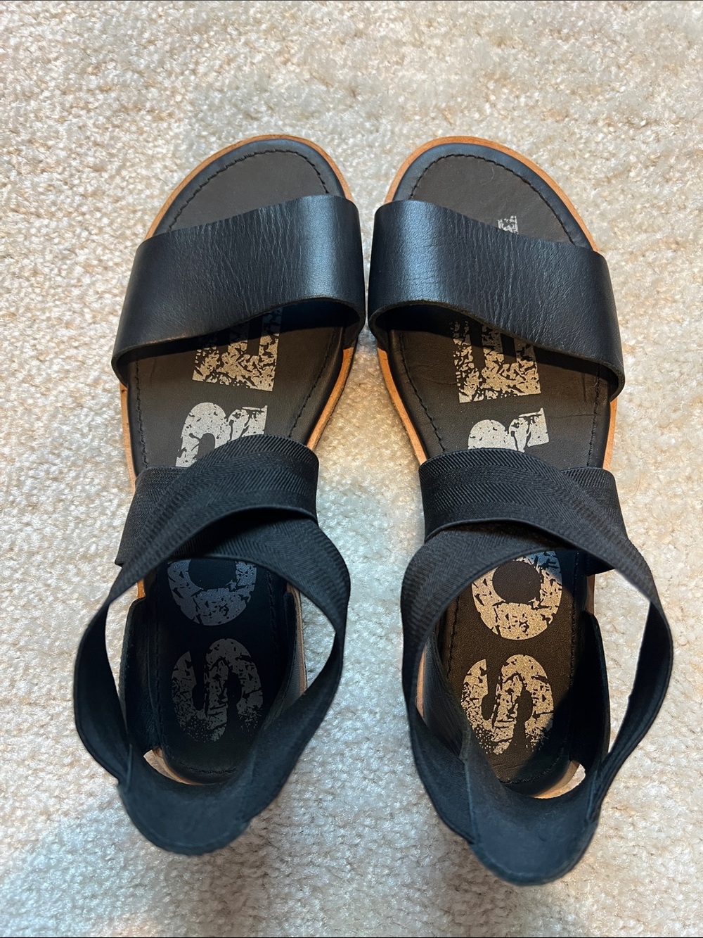 Sorel Black Leather Slingback Sandals Size 8.5 Never Worn